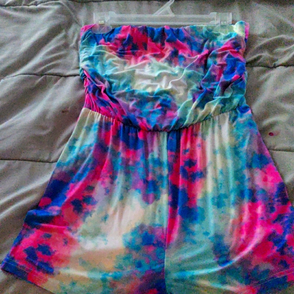 Tie dye multi sky romper